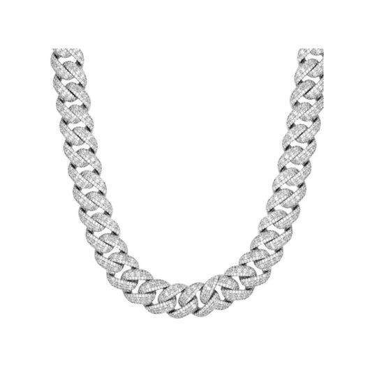 925S VS Moissanite 14mm Miami Cuban Link Prong Chain Iced Hip Hop 20"