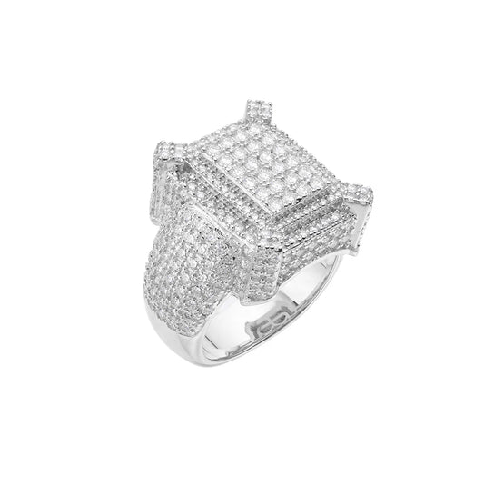 Moissanite Diamond Square Ring 925 Sterling Silver Designer Size 8-11