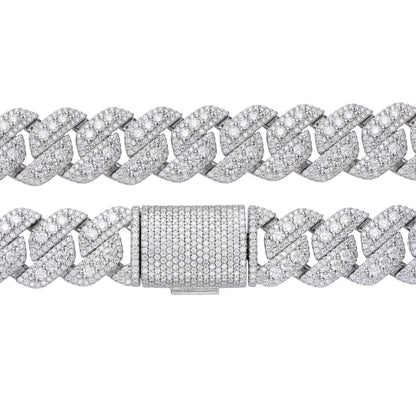 925 Silver Moissanite Miami Cuban Link Bracelet 12mm Icy Custom Men New