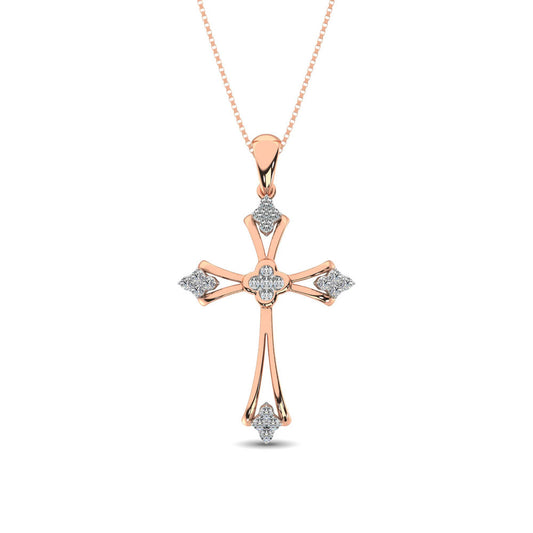 Gothic Style Diamond 1/5 Ct.Tw Cross Pendant in 10K Rose Gold