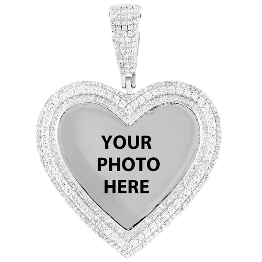 Heart Love Shape 10k Gold Picture Real Diamonds Pendant Gift