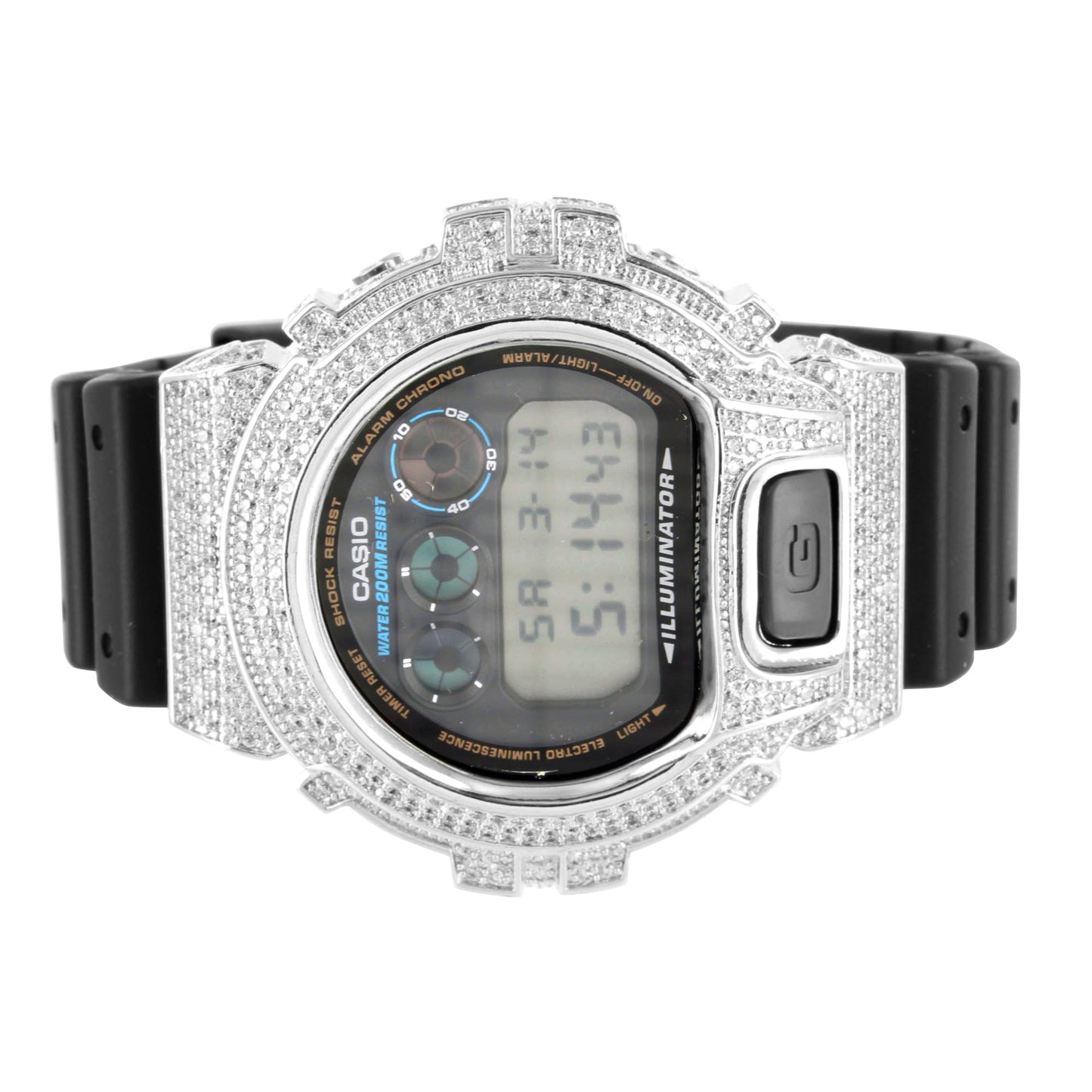 Rubber Strap Simulated Lab Diamond G-Shock DW6900 Watch