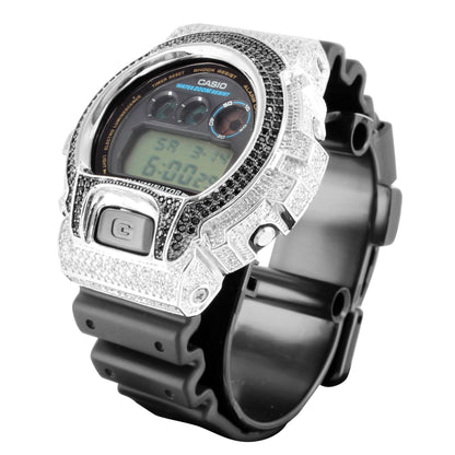 G-Shock Rubber Band DW6900 White Black Lab Diamond Watch