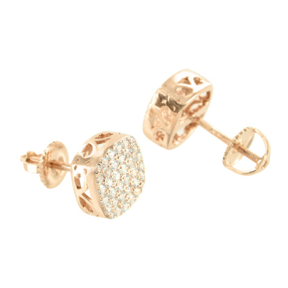 3D Smooth Box Rose Micro Pave Bling Earrings