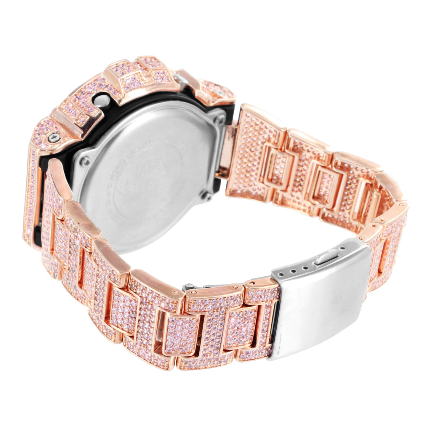 Pink Simulated Lab Diamond G-Shock DW6900 Rose Gold Watch