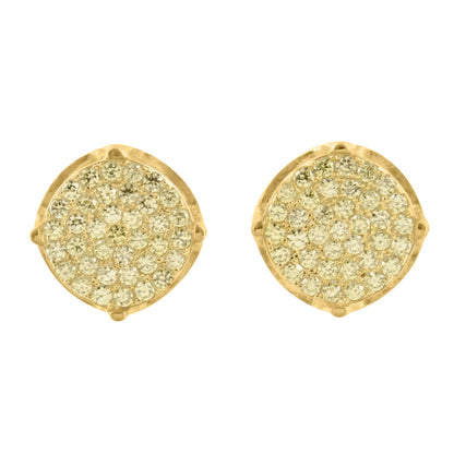 Mens Womens Round Gold Tone Earrings