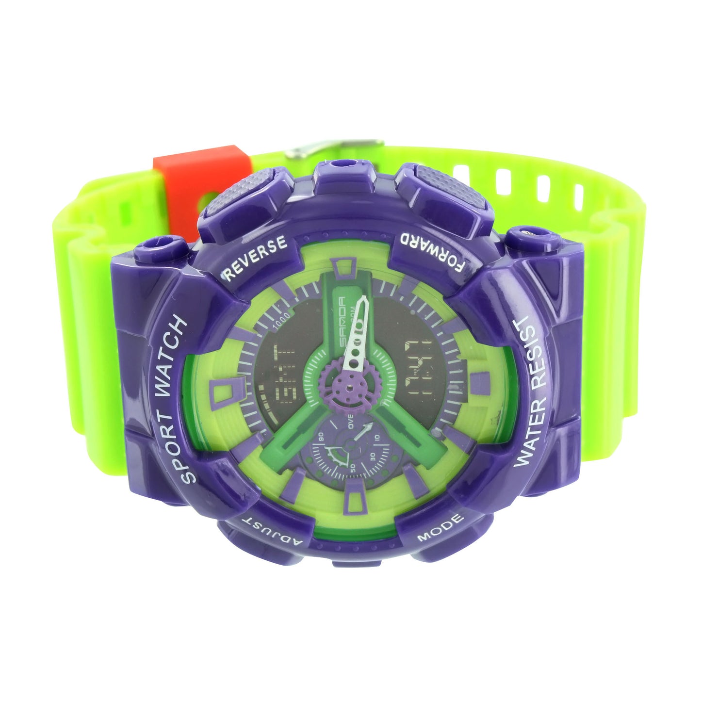 Sports Watch Shock Resistant Blue Lime Green Silicone Band