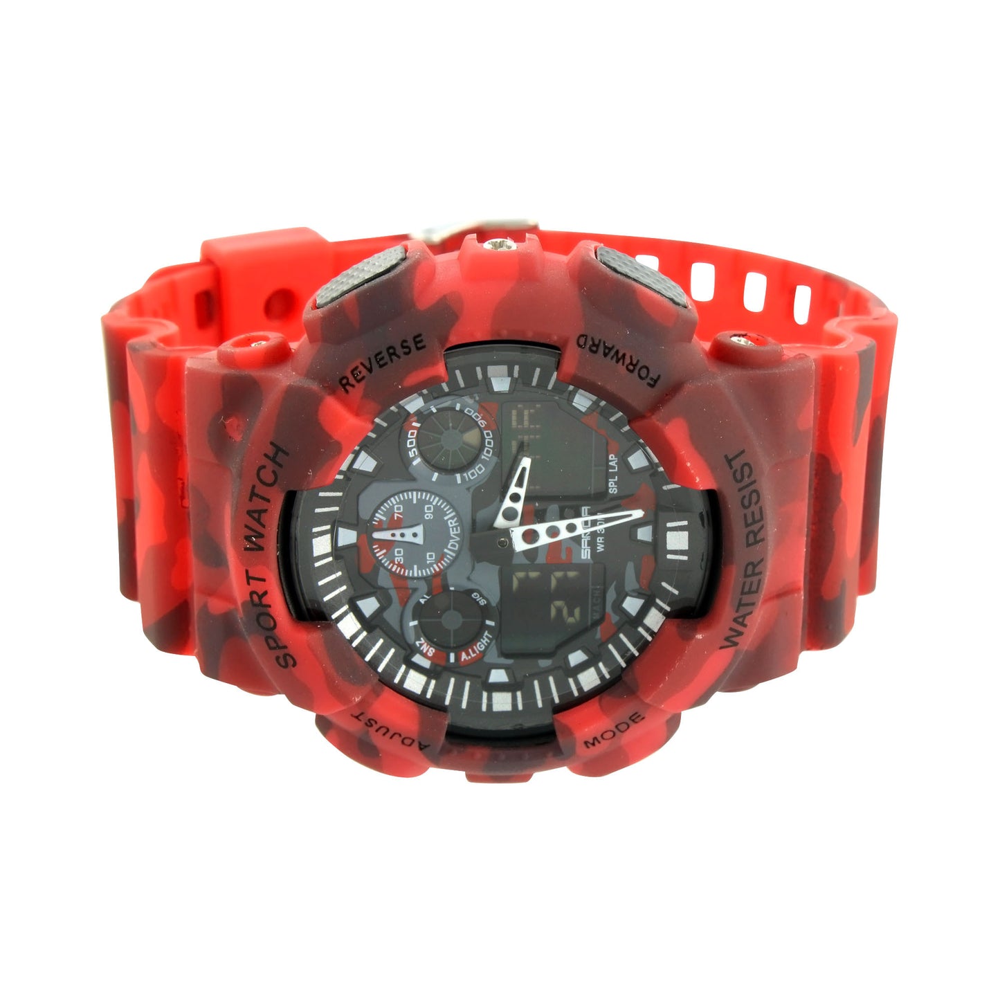 Red Military Army Camouflage Print Digital Watch Resin Band