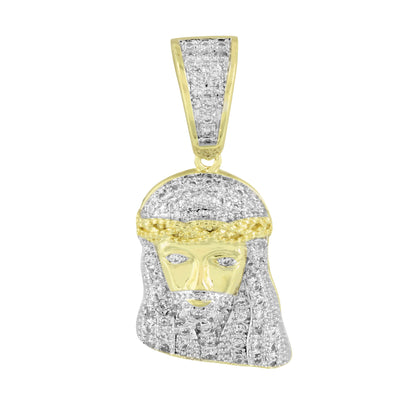 Mini Jesus Face Pendant 14K Yellow Gold Finish