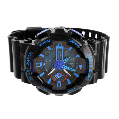 Black And Blue Watch Round Unique Digital Analog Silicone Band