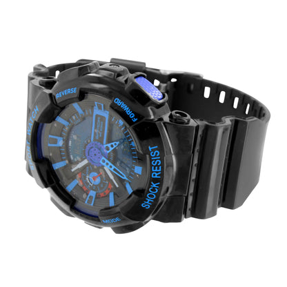 Black And Blue Watch Round Unique Digital Analog Silicone Band