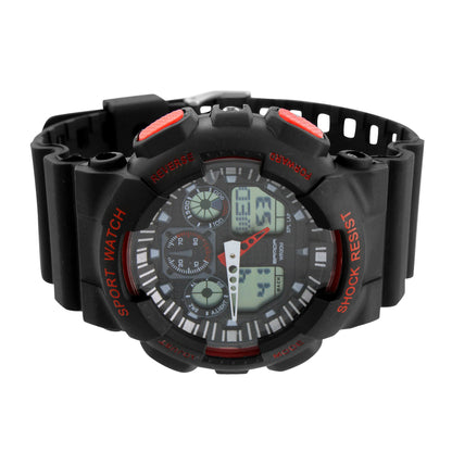 Black Red Mens Shock Resistant Watch Digital Analog