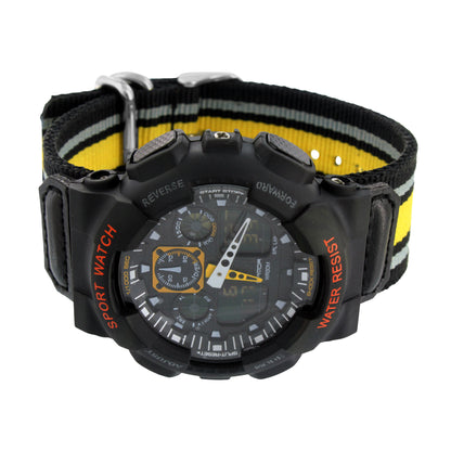 Black Yellow Shock Resistant Watch Cloth Band