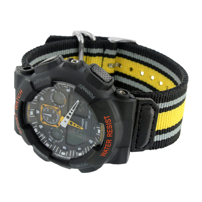 Black Yellow Shock Resistant Watch Cloth Band