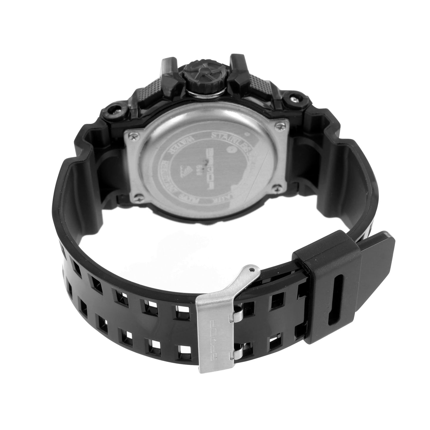 Black Gloss Shiny Finish Digital Sports Watch Shock Resist Steel Light