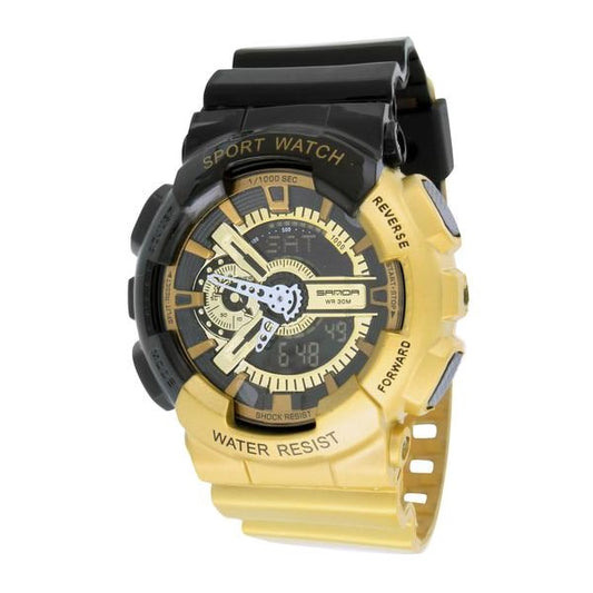 Mens Watches Gold And Black Color Water Resist Analog-Digital