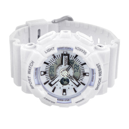 Metallic White Digital Watch Gift Light Date Timer