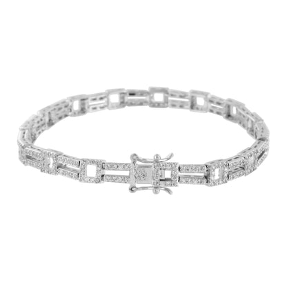 Ladies White Gold Bracelet 14k Finish Lab Diamond Designer Classy 7.5 inch Sale