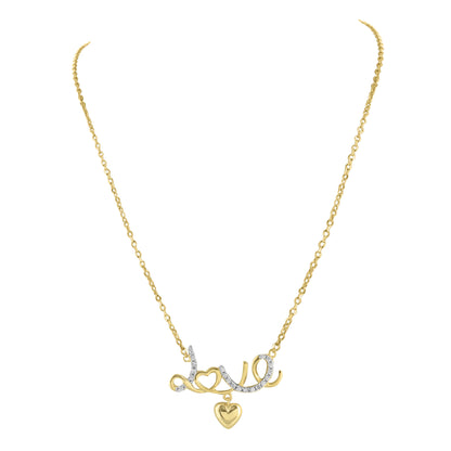 Love Heart Pendant Necklace 14k Gold Finish