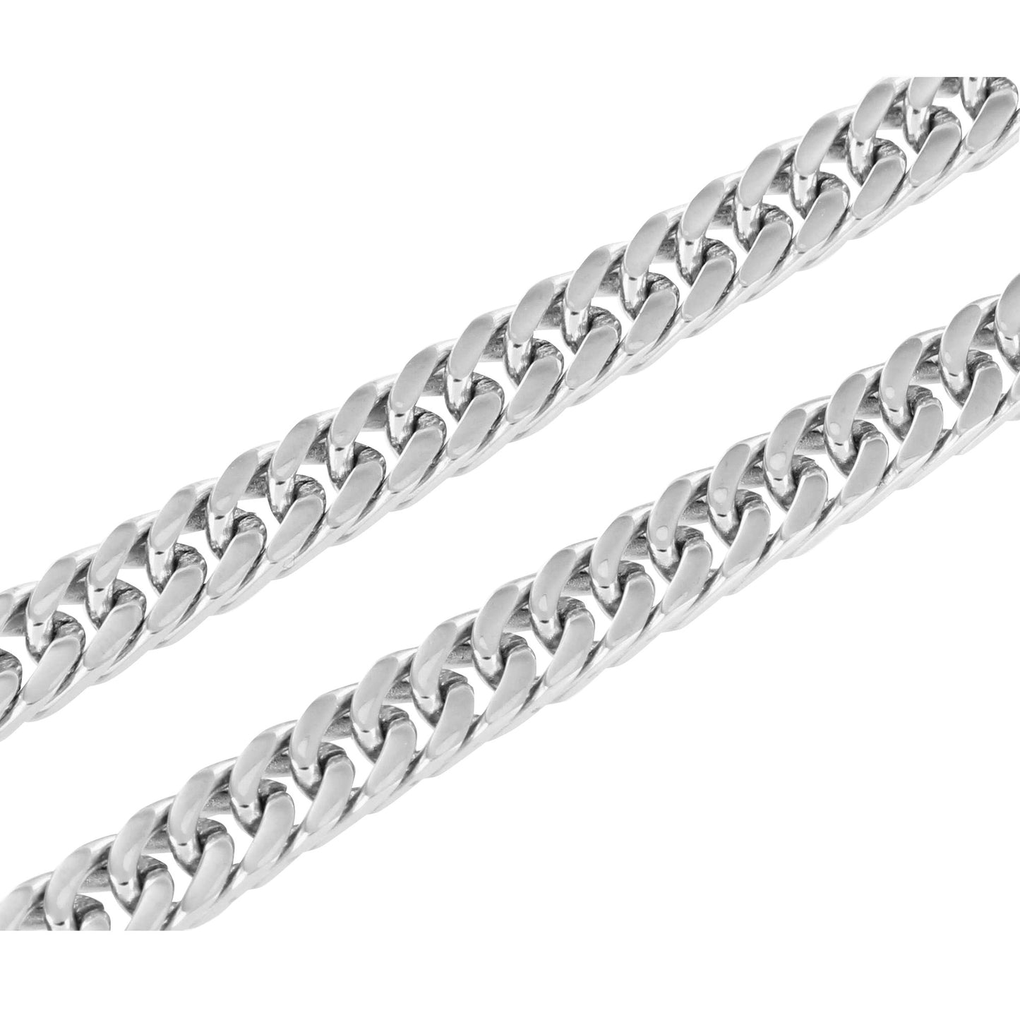Miami Cuban Stainless Steel White Gold Finish 4 MM 30" Chain