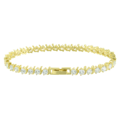 Womens Tennis Design Bracelet Solitaire Round Link Lab Diamond Yellow Gold Finish