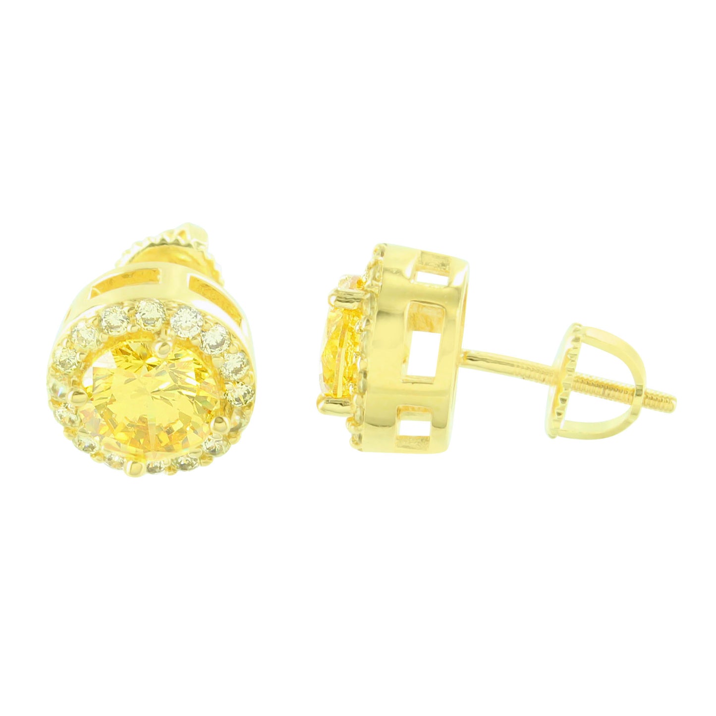 Canary Solitaire Circle Lab Diamond Bling Earrings