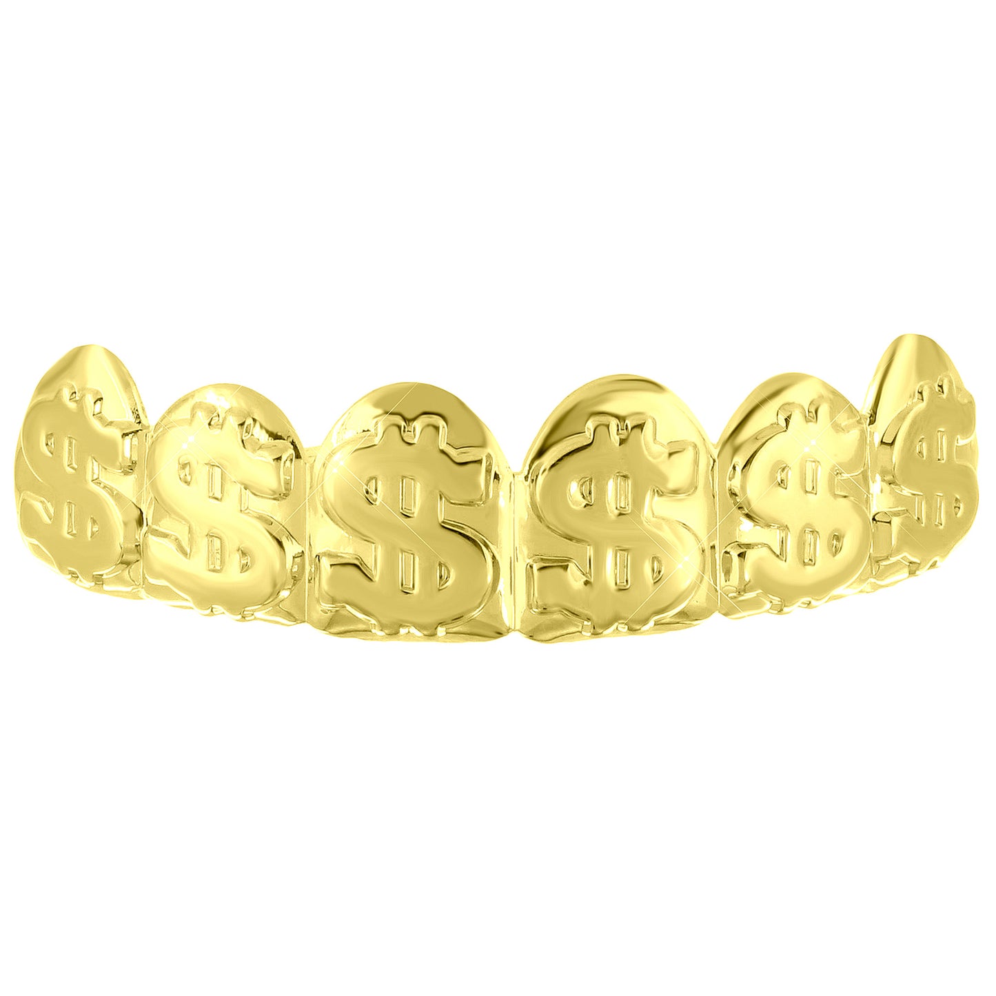 Dollar Sign Money Top Teeth Grillz 14k Yellow Gold Finish