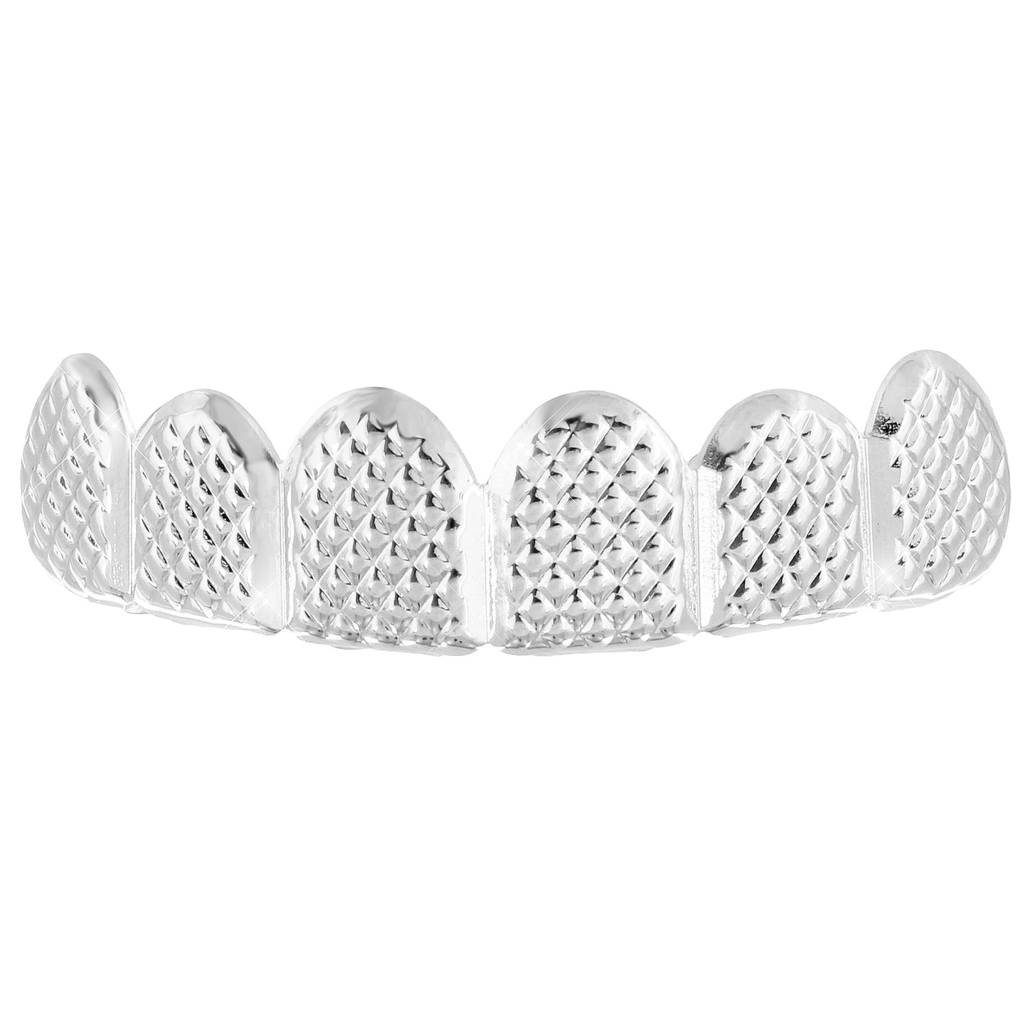 Designer White Gold Finish Top Teeth Mouth Grillz