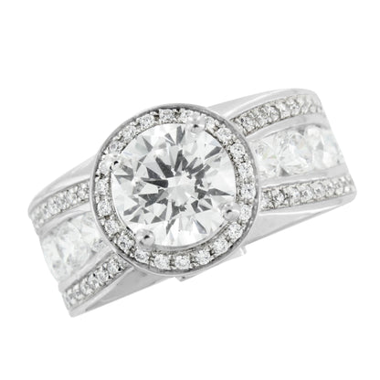 Women Channel Set Ring Solitaire Round Cut Simulated Diamonds 925 Silver Wedding