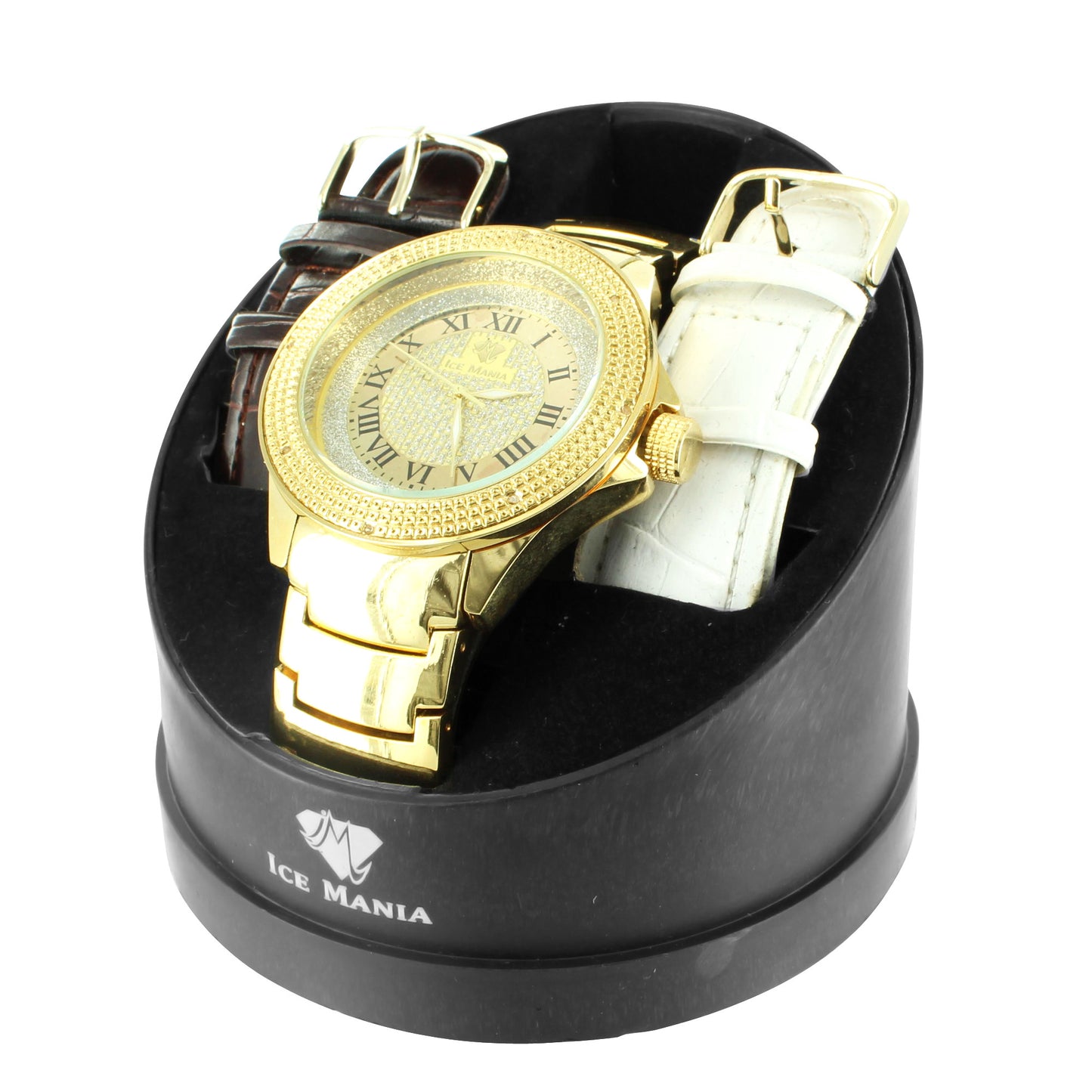 Custom Mens 14k Gold Finish Genuine Diamond Bezel  Dial Ice Mania Watch
