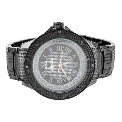 Black & White Diamond Bezel Watch With Roman Numeral