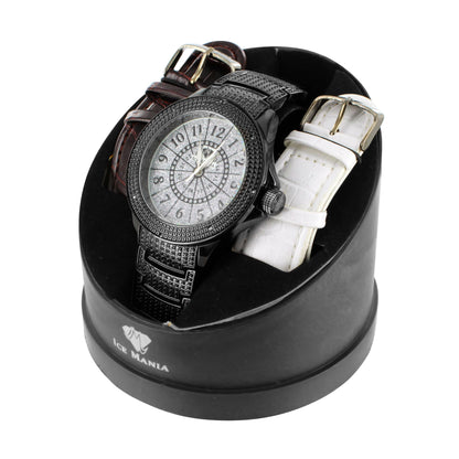Exquisite Black Gold Finish Ice Mania Real Diamond Watch