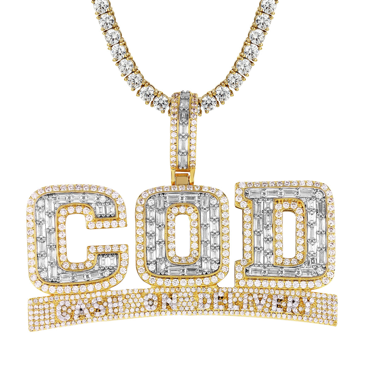 Mens Cash on Delivery Icy Hip Hop Custom Pendant Chain