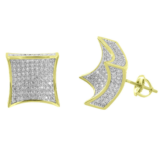 Kite Designer Earrings 14k Yellow Gold Finish Lab Diamonds  Screw Back Studs Pave Set