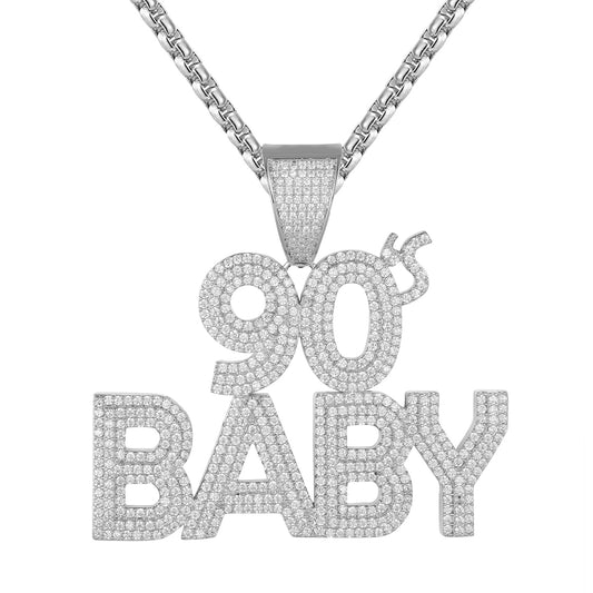 Mens 90's Baby Icy Solitaire Row Rapper Custom Chain