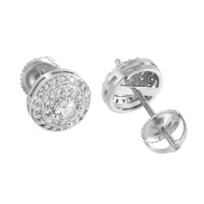 White Solitaire Round Earrings Cluster Set