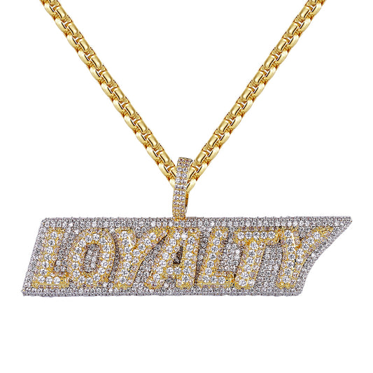 Men's Loyalty for Life Custom Pendant Two Tone 3D Icy Charm Gold Tone