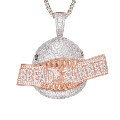 Rose Gold Hungry Shark Face Bread Winner Icy Hip Hop Pendant