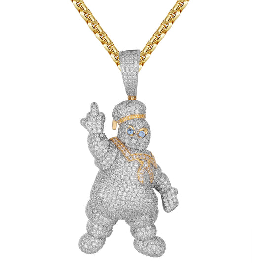Doughboy Chef Bling Middle Finger Custom Pendant Necklace