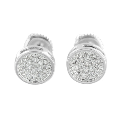 Round Design Earrings White Rhodium Finish Simulated Diamonds
