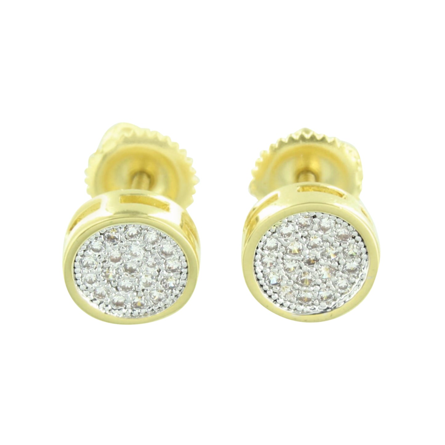 Gold Finish Round Earrings Studs Screw Back 7 MM