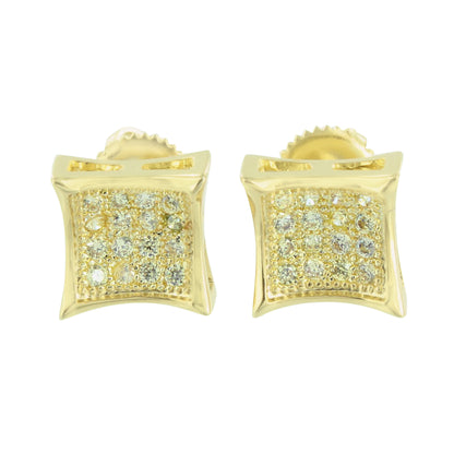 Kite Shape Earrings 14K Yellow Gold Finish Lab Diamonds Screw On