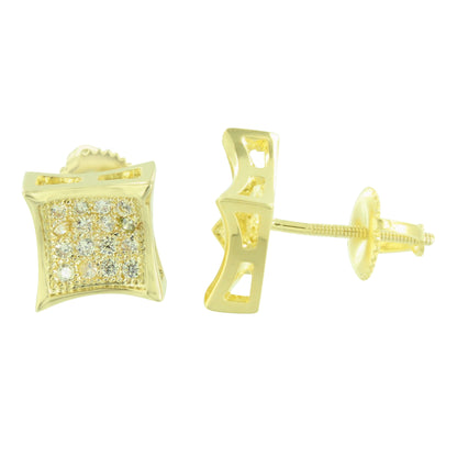 Kite Shape Earrings 14K Yellow Gold Finish Lab Diamonds Screw On