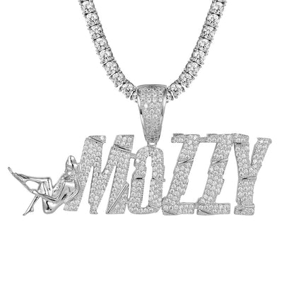 Sterling Silver Mozzy Bling Hip Hop Custom Pendant Mens Chain