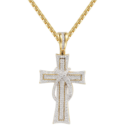 Silver out American Red Ribbon Cross Pendant Chain