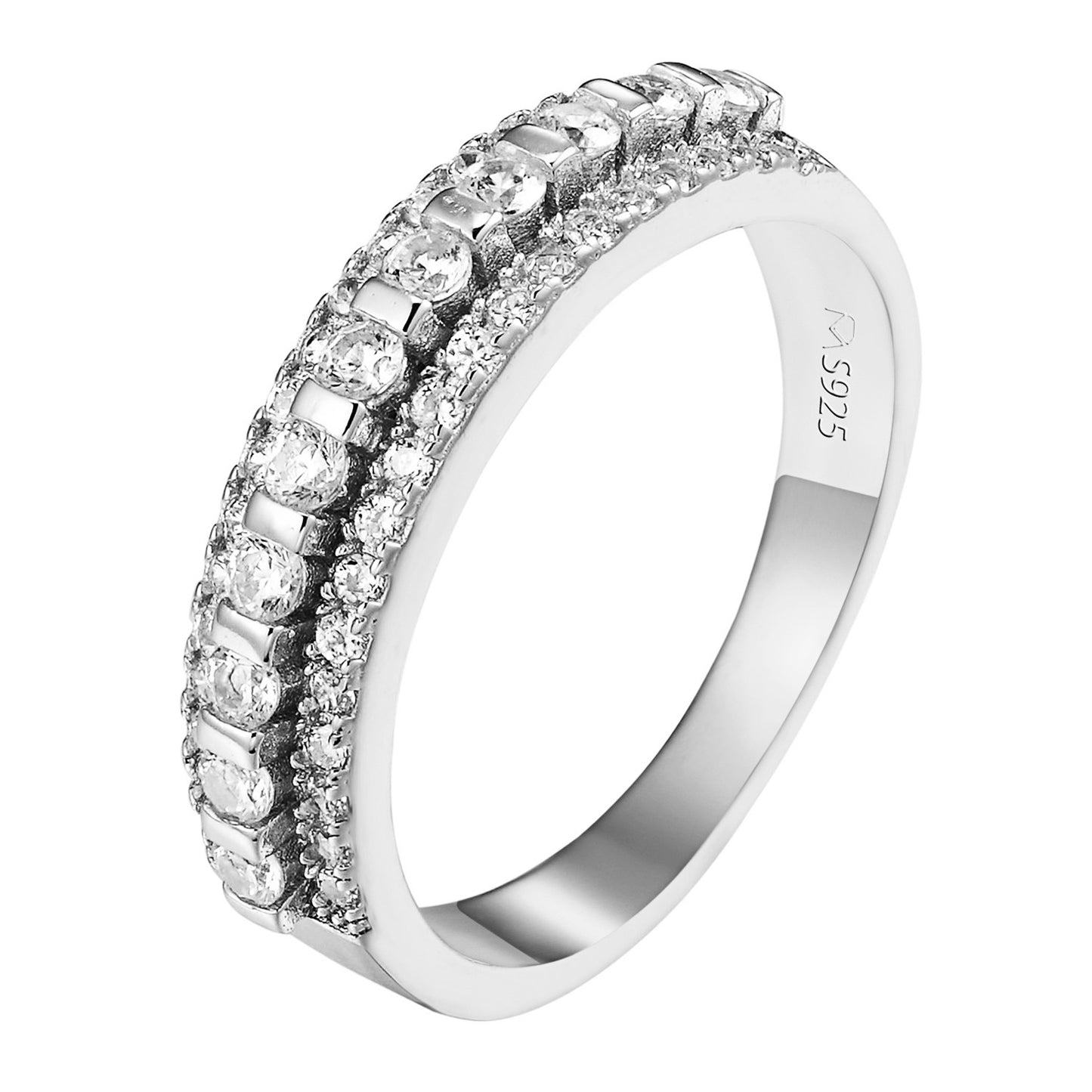Solitaire Round Cut Band Wedding Ring Womens Simulated Diamond Sterling Silver