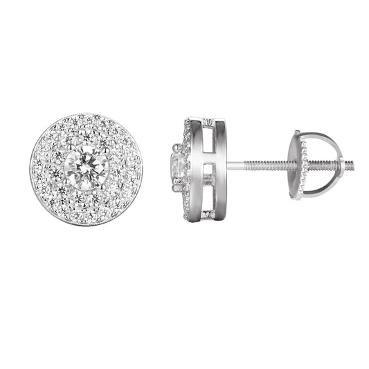 Sterling Silver Solitaire Round Stud Earrings 
