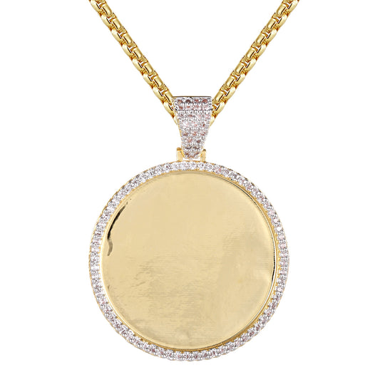 Gold Tone Round One Row Circle Picture Pendant Photo Silver