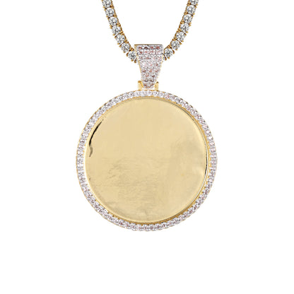 Gold Tone Round One Row Circle Picture Pendant Photo Silver