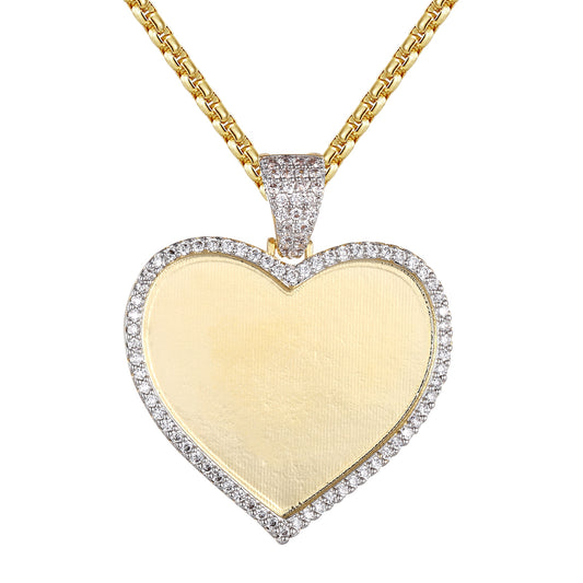 One Row Heart Love Shape Picture Photo Gift .925 Pendant